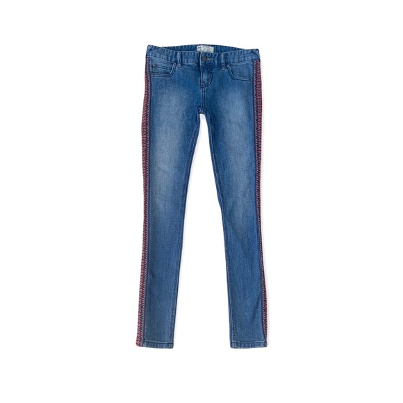 🌸Free People🌸 Side Striped Skinny Jeans Size 26 Blue - Picture 1 of 10